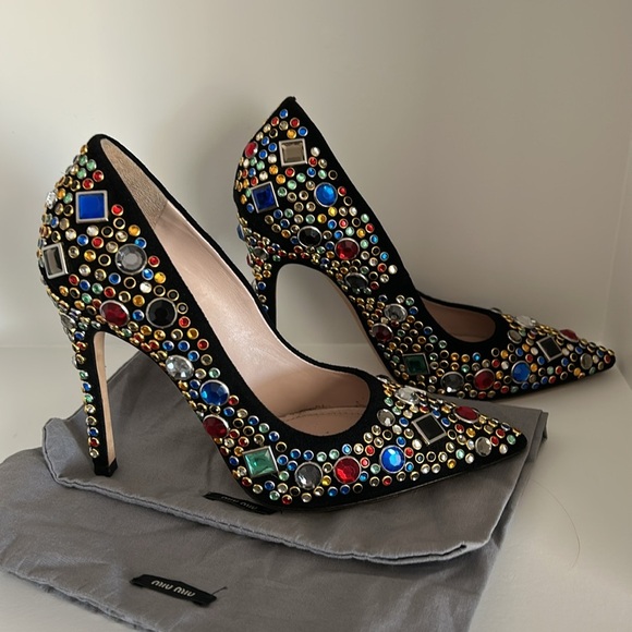 Authentic MIU MIU Crystal Jeweled Embellished Heels - Picture 7 of 15